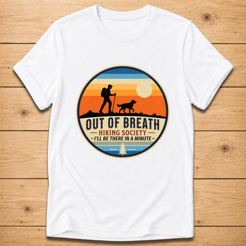 Out of Breath Hiking Society T-Shirt – Funny Dog Hiking Tee
